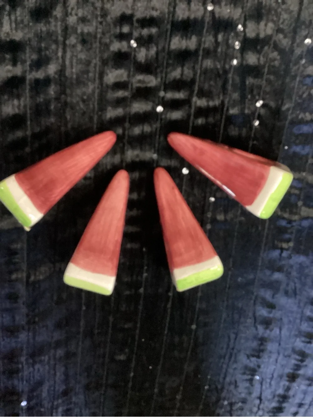 Watermelon Slice Ceramic Napkin Rings - 4 Pieces
